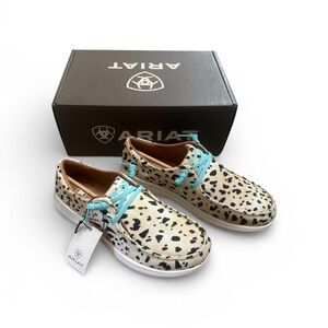 Ariat Spotted Sneakers with Turquoise Accents Washed Animal Print Slip Ons